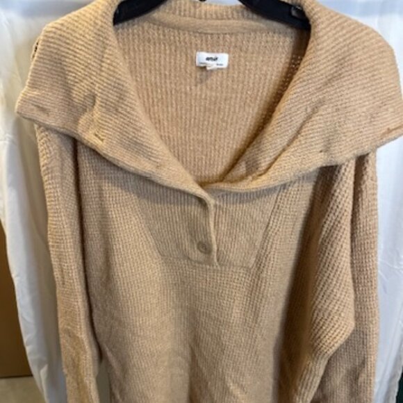 aerie Sweaters - Aerie Camel Knit Sweater with Button Collar – Size M